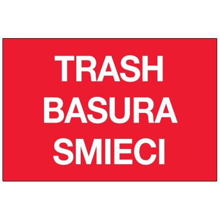 Bsc Preferred 2 x 3'' Red Rectangle ''Trash/Basura/Smieci'' BUY00021140